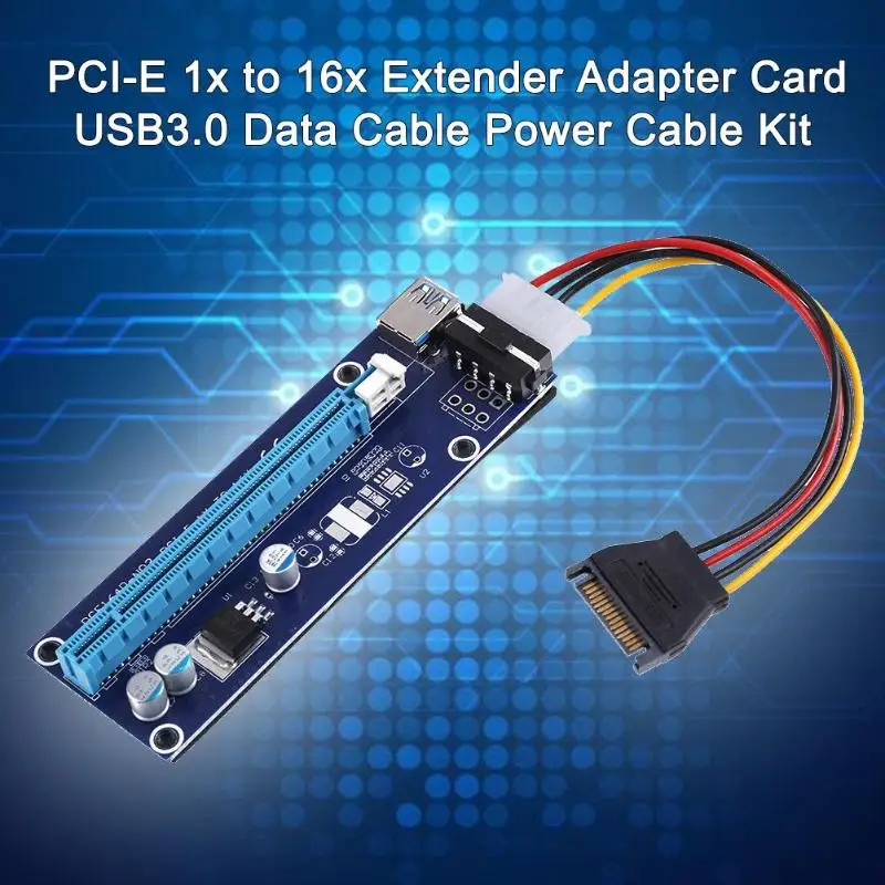 PCI E к PCIe Express 1X 16X расширитель адаптер Riser Card SATA USB3.0 кабель питания данных Комплект