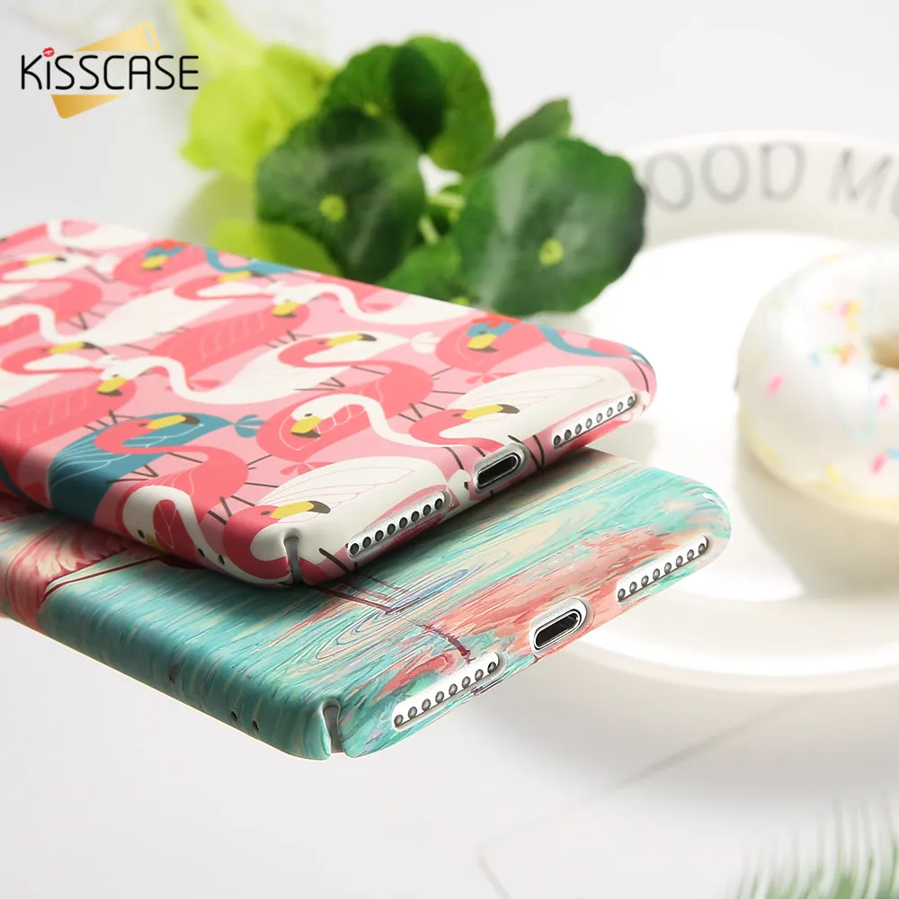 KISSCASE Cute Pink Flamingo Case For iPhone 6 6S 7 8 Plus X Aircraft Moon Soft Hard PC Cover 5 5S SE Coque Funda |