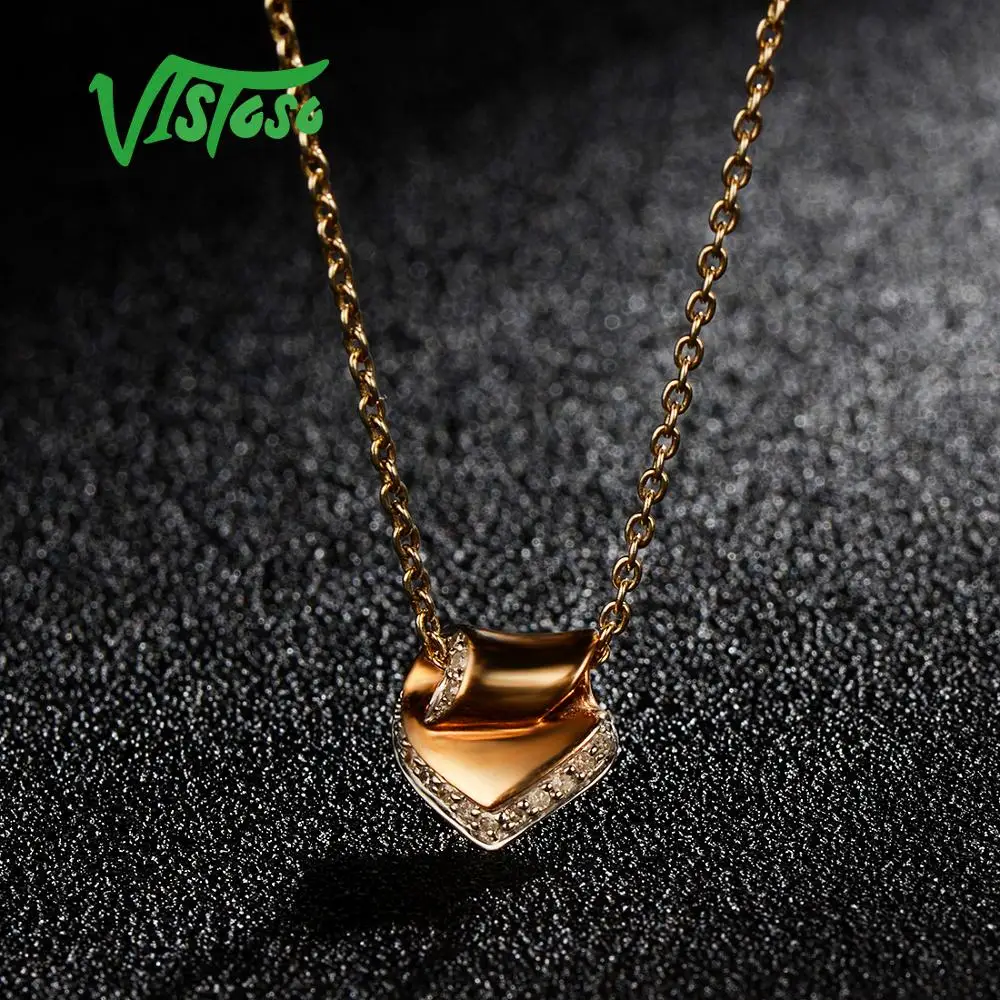 Золотые подвески visoso для женщин подлинные 14K 585 розовое золото сверкающие