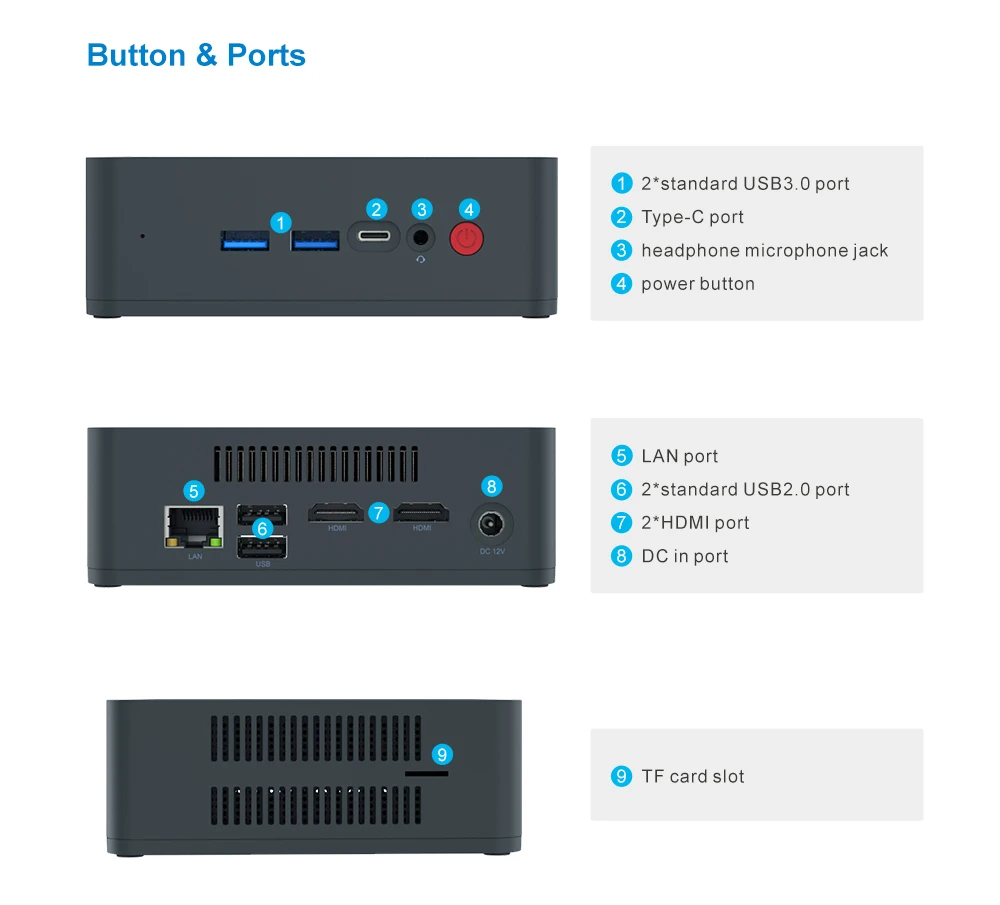 Beelink U55 Мини ПК Intel Core I3-5005U HD Graphics 5500 2 4G + 5 8G WiFi 1000 Мбит/с USB3.0 BT4.0 | Электроника