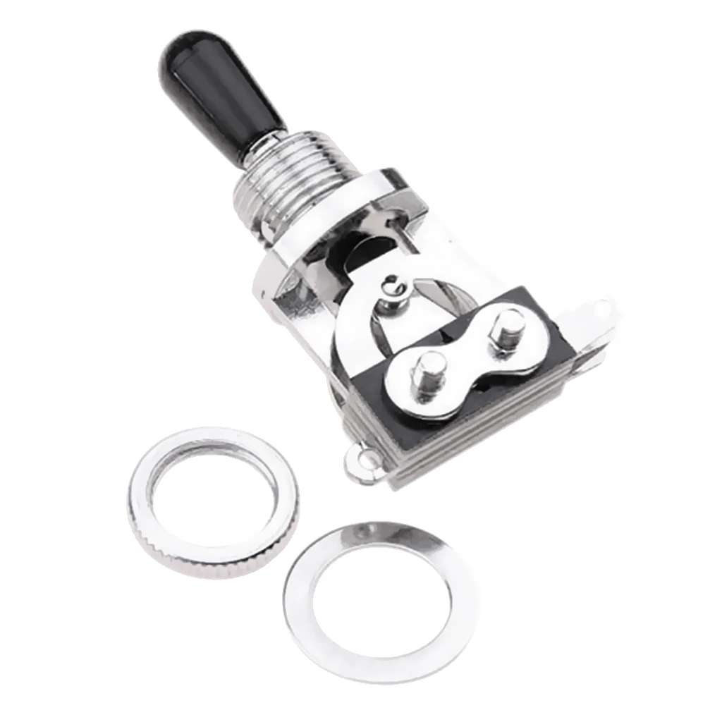 

Metal Rubber 3-Way Toggle Switch for LP Electric Guitar - Silver W/ Black Tip