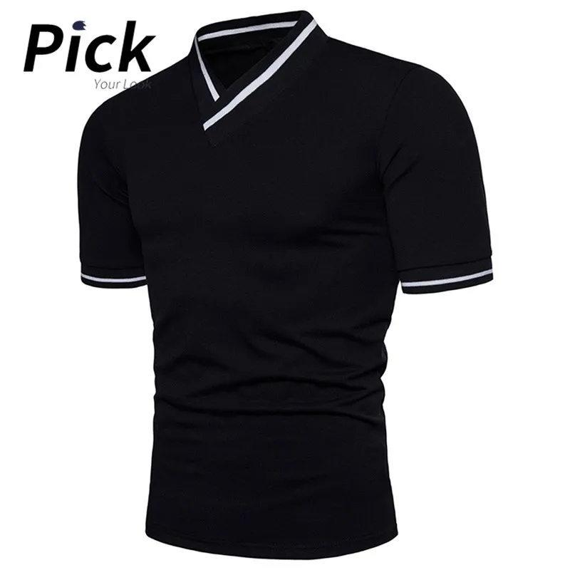 3 цвета топ с v образным вырезом Slim Fit Мужские футболки летняя футболка коротким