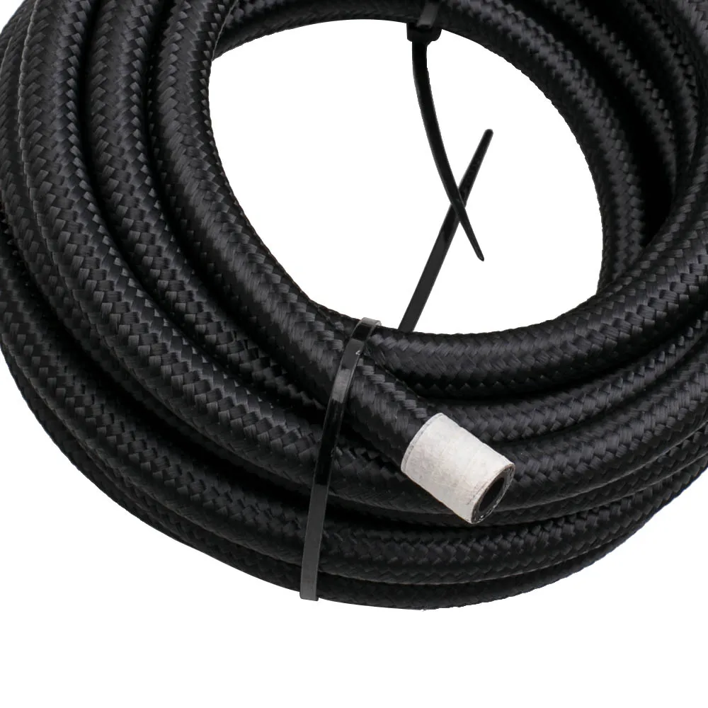 

20FT AN6 6AN Nylon Braided Oil Fuel Line+Fittings Hose and Adaptor KIT Black
