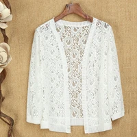 summer women hollow out lace cardigan 2022 new fashion long sleeve cardigans sun protection shawl tops ladies outerwear