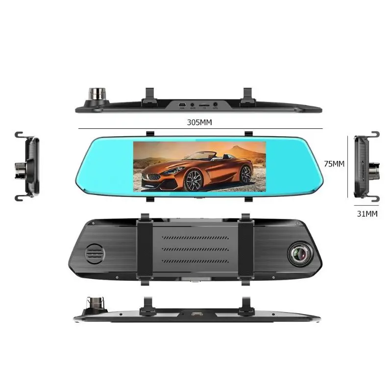7-дюймовый экран Fhd 1080P двойной объектив Автомобильный видеорегистратор камера