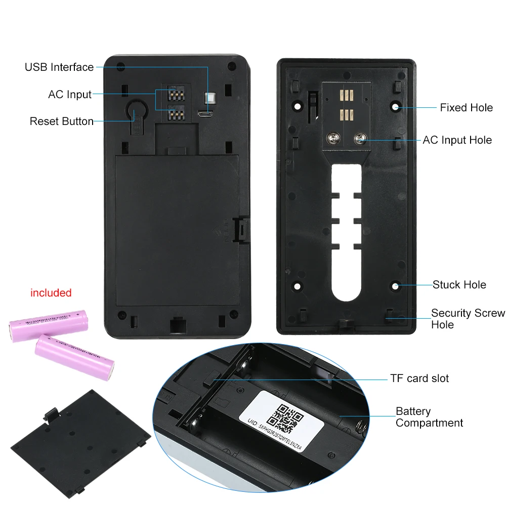 HD 720P WiFi умный беспроводной охранный дверной звонок с tf картой + батарейки 18650