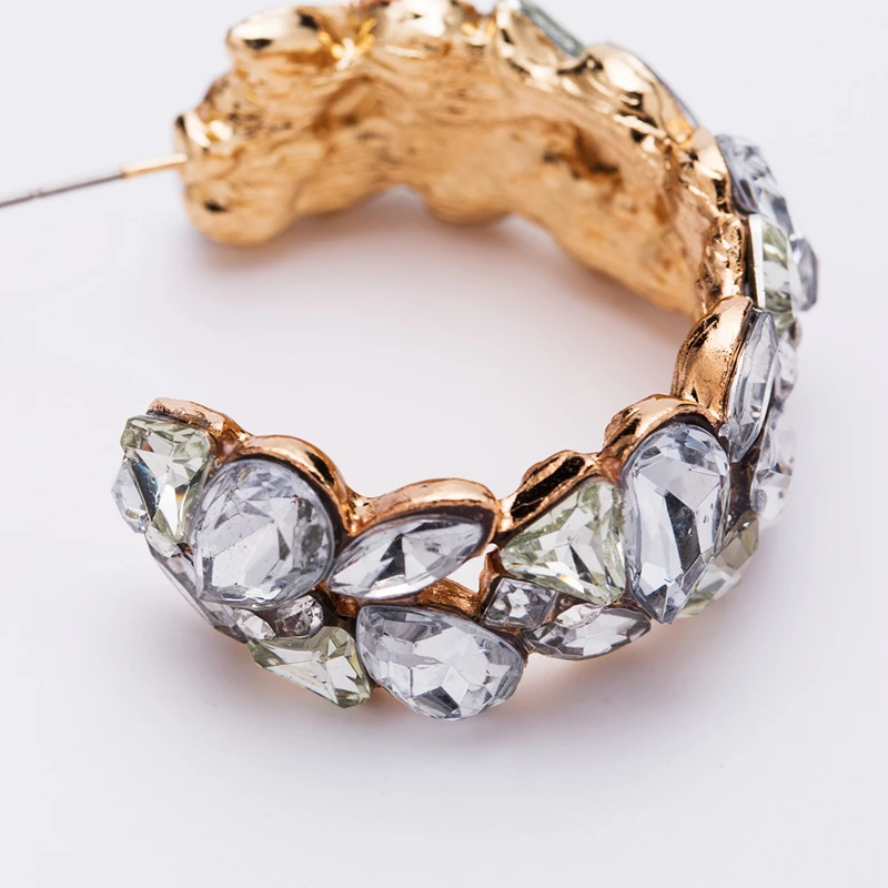 Женские серьги кольца в Корейском стиле с круглыми кристаллами 2019|Серьги-кольца|