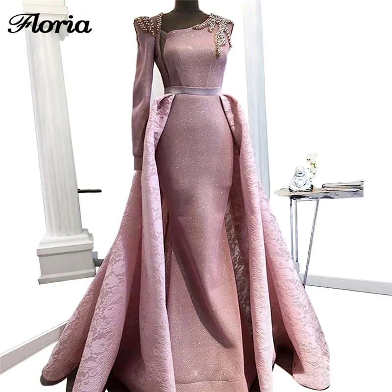 

African Sparkly Evening Dresses with Detachable Skirt Robe de soiree 2018 Aibye Turkish Long Prom Pageant Dress Moroccan Kaftans