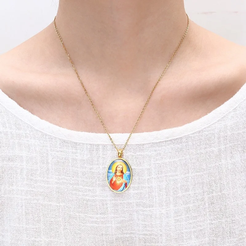 RIR ожерелье с подвеской в виде Сердца Иисуса или серьги религиозный христианский