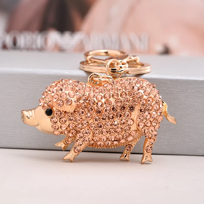 

New Style Pig Keychain Crystal Rhinestone Jewelry Gift Wallet Car Pendant Men and Women Pendant Keyring Factory Direct CH3571