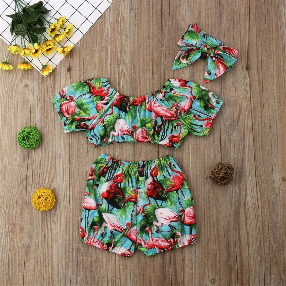 

Pudcoco Girl Suit 1Y-6Y US Stock Infant Kids Baby Girl Toddler Sleeveless Floral Tops Shorts Headband