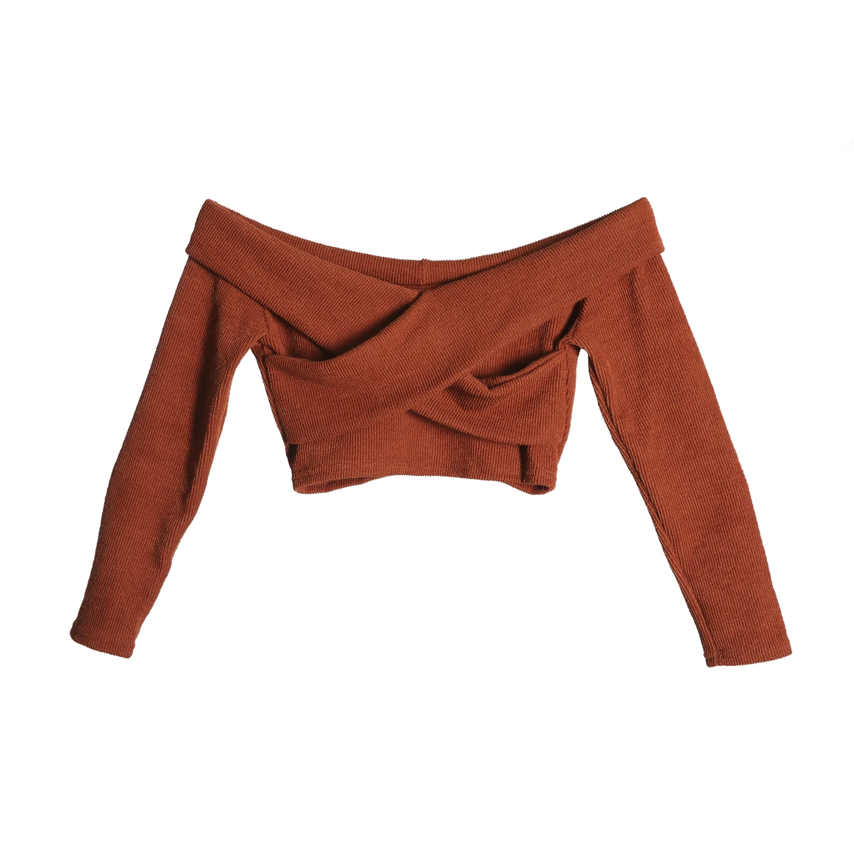 Women Knitted Off Shoulder Sweaters Ladies Long Sleeve Sexy Solid Criss Cross Knitwear Crop Top V Neck Sweater | Женская одежда
