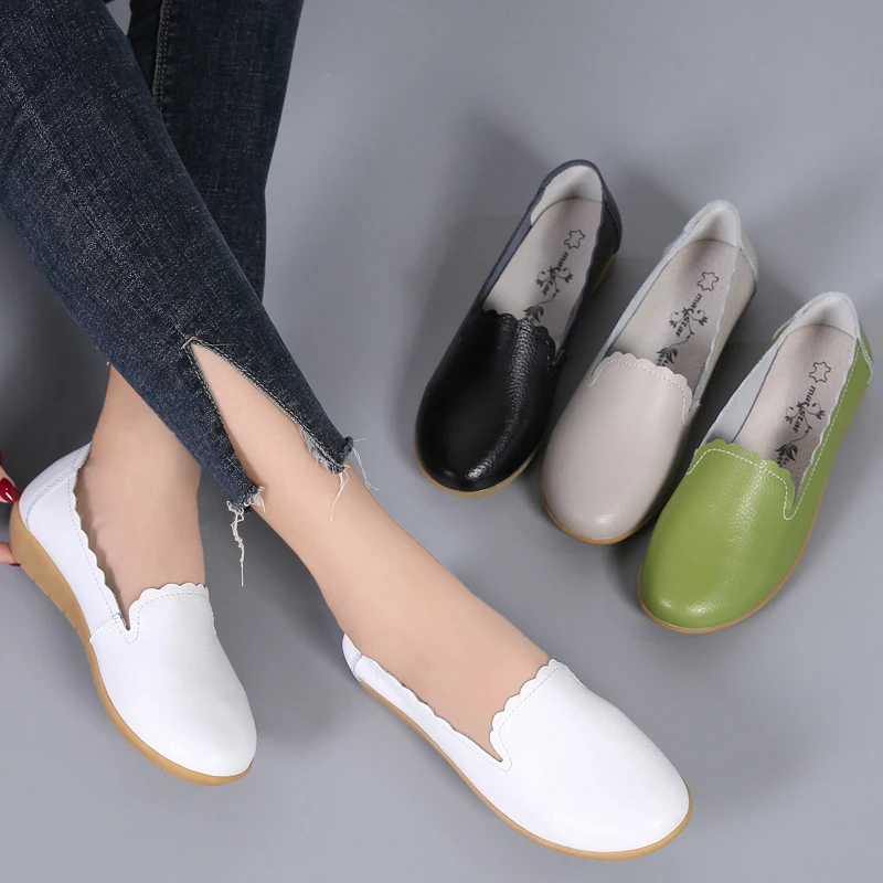 Весенние женские слипоны на плоской подошве Цвет зеленый tufli scarpe donna Повседневная