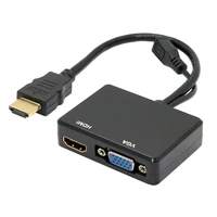 jimier hdmi compatible to vga hdmi compatible female splitter with audio video cable converter adapter for hdtv pc monitor
