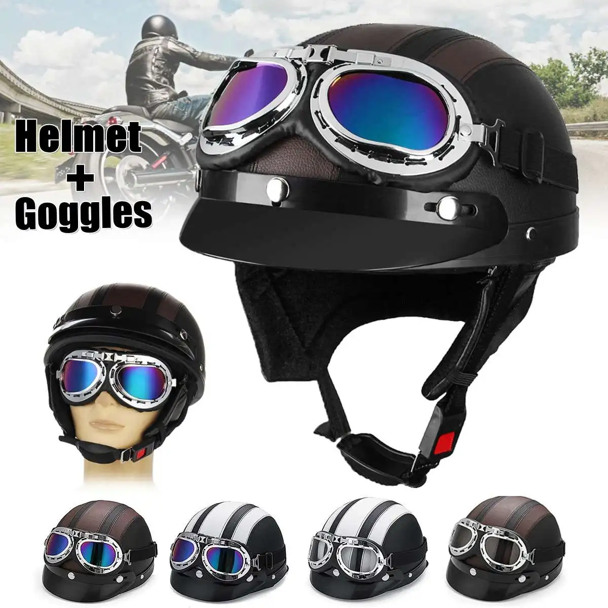 

Motorcycle Helmets Electric Bicycle Helmet Open Face Dual Lens Visors Men Women Scooter Motorbike Moto Bike Helmet