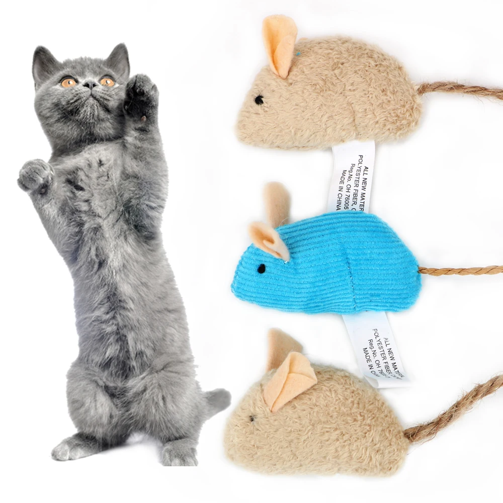 

3 Pieces/set Simulated Plush Mouse Funny Pet Cat Toys Mouse Trainning Teeth Grinding with Catnip Interactive Chewing Toy