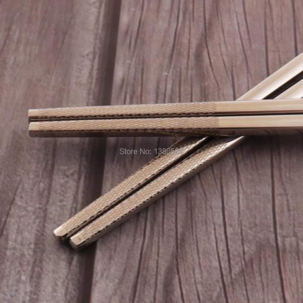 

1 pair 304 Stainless Steel Chinese Culture Laser engraving Blessing Sushi Chopsticks Chinese Sticks for food