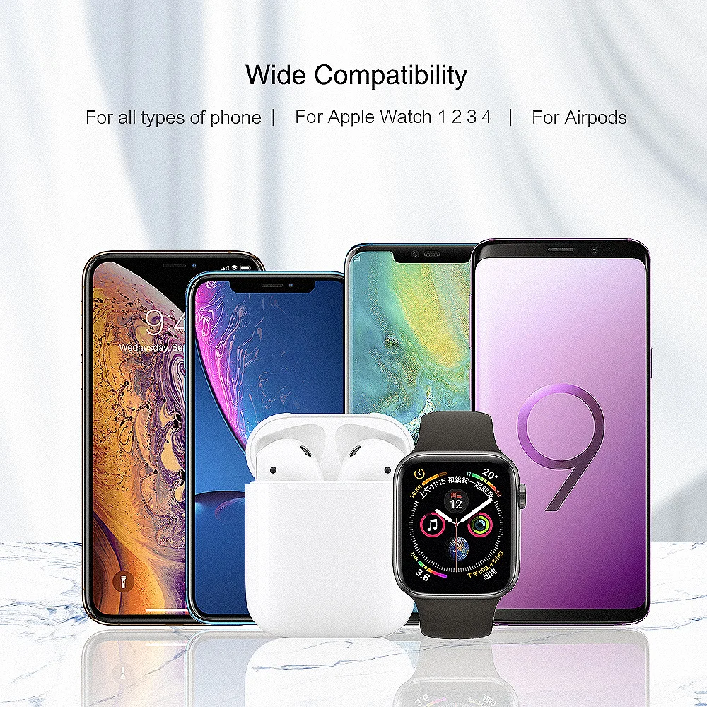 Беспроводное зарядное устройство 3 в 1 для iPhone и Apple Watch Series 2 4 Airpods магнитное