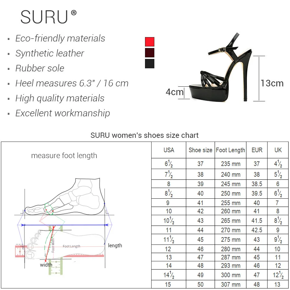 SURU/Босоножки на платформе очень высоком каблуке 16 см пикантные женские босоножки