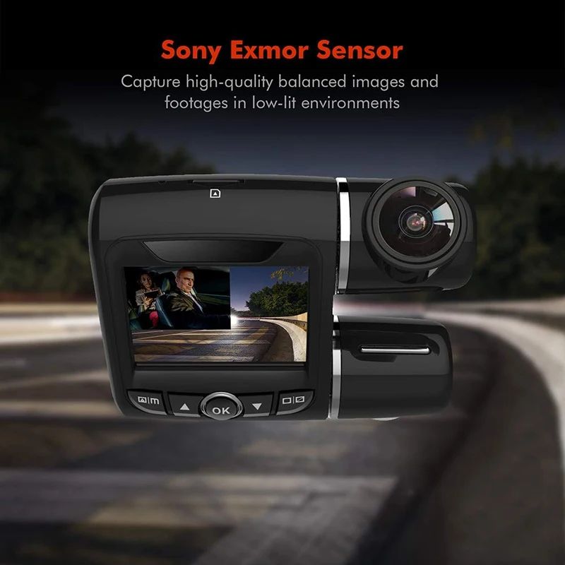 V68 Dash Cam Fhd 1080P + 2 дюйма Автомобильный видеорегистратор Двойной объектив камеры