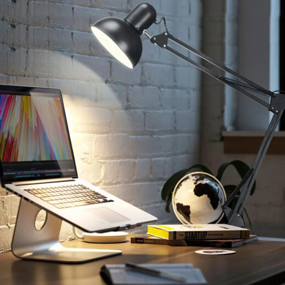 Светодиодный настольный светильник E27 длинный поворотный рычаг складной свет