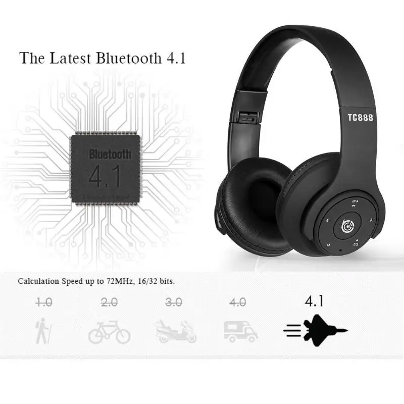 TC 888 Беспроводная bluetooth гарнитура складные наушники с поддержкой микрофона TF