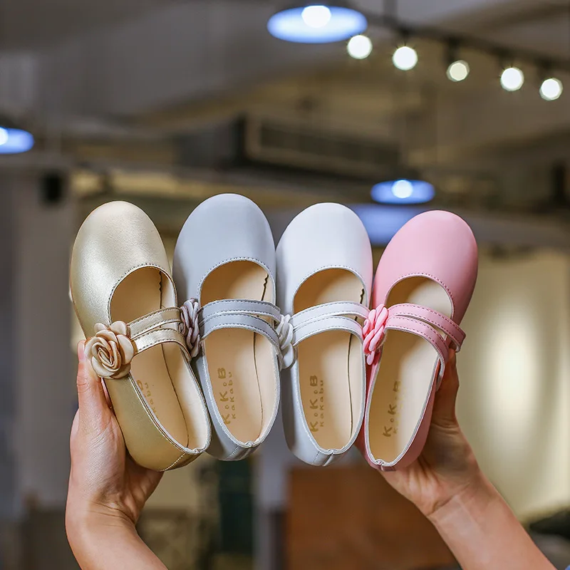 Children's Kids Shoes Girls Party Season Girl Leather Princess Flower Solid Color Children Magic Soft Bottom Single Shoe |
