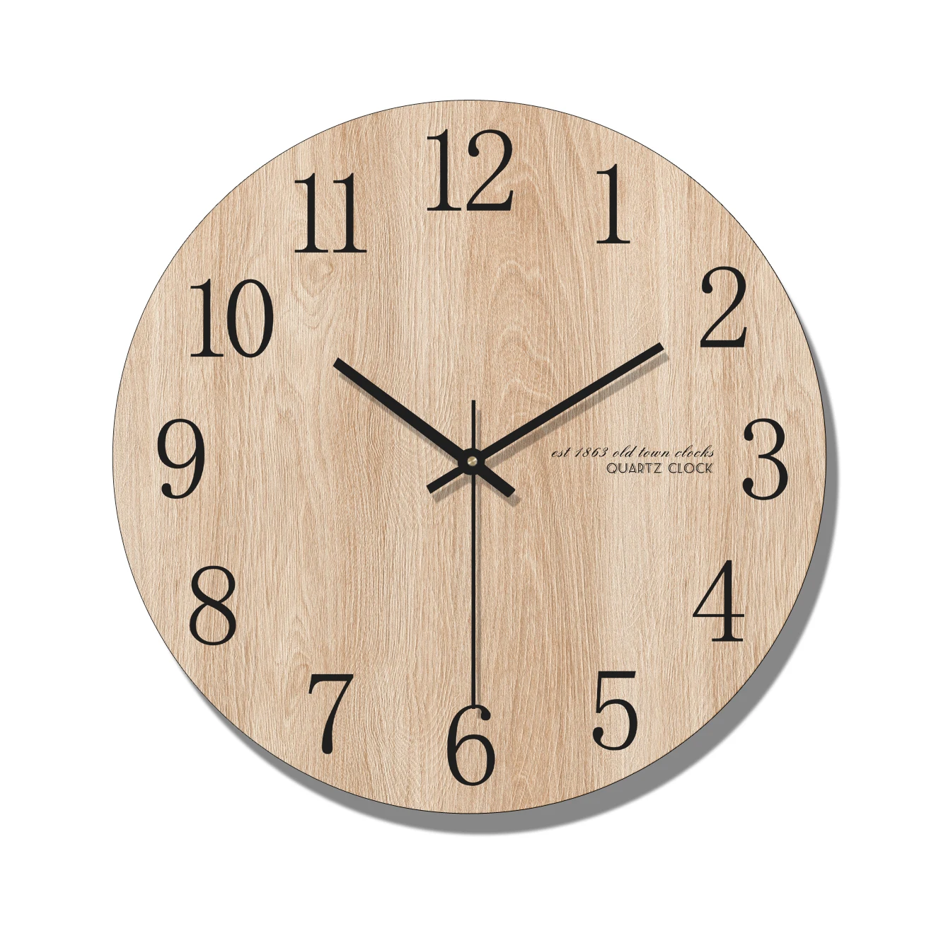

New Arabic Numeral Design Round Wooden Digital Wall Clock Fashion Silent Living Room Wall Decor Saat Home Decoration Watch Wall