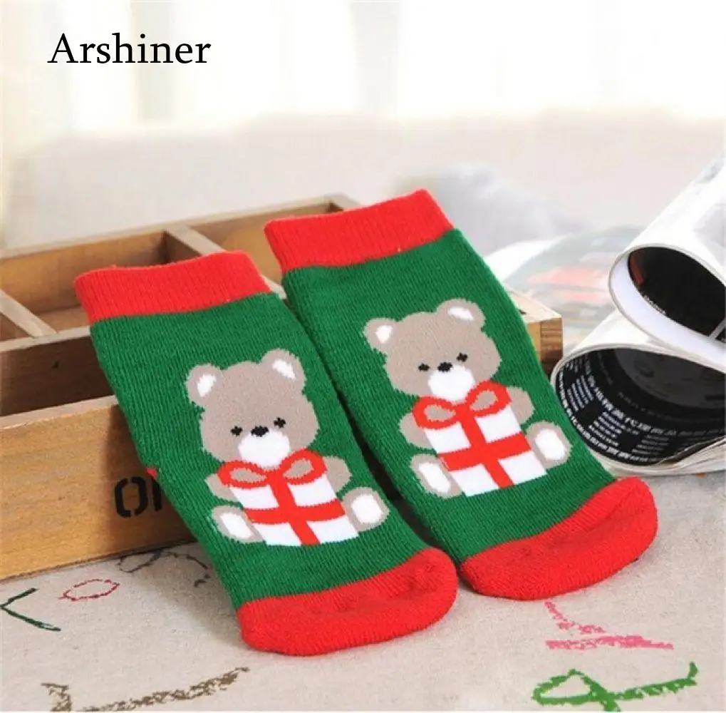 Elk Boys Christmas 1 Baby Striped Cotton Pair Winter Kids Girls Terry Bear Spring Autumn Children Snowflake Claus Santa Socks |