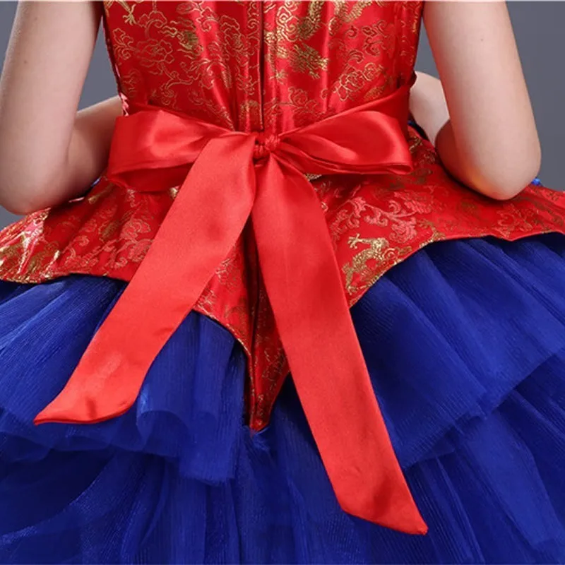 Детские костюмы красивый чонсам атласное китайское свадебное платье для девочек