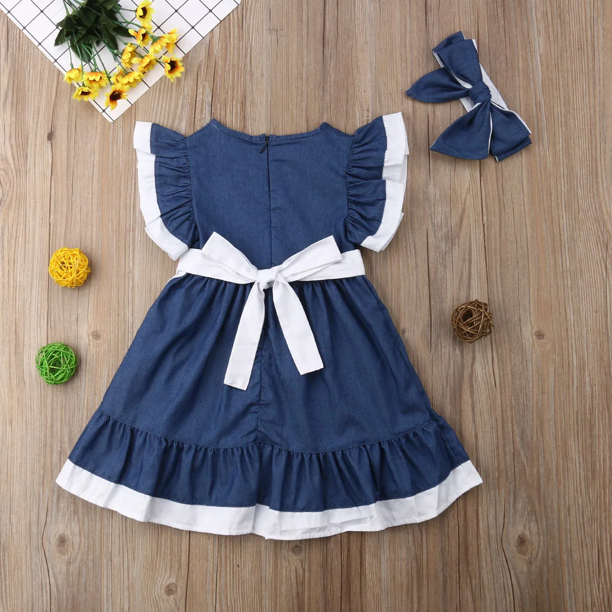 Girl Dress Cotton Striped Kids Baby Girls Party Crop Tops+ A-lined Outfit Sets Size 3-7Y |