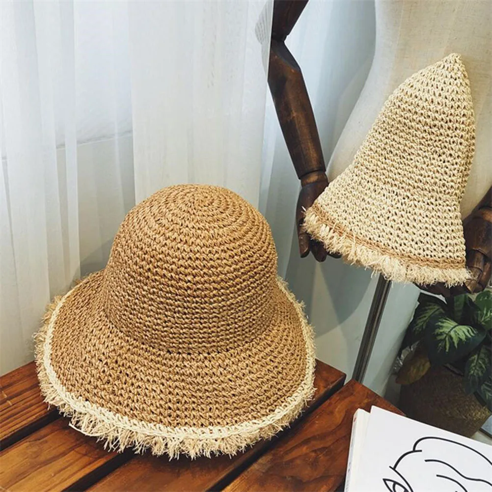 Women Straw Hat Wide Brim Fashion Outdoor Foldable Summer Beach Cap Bucket for Lady Adult | Аксессуары для одежды