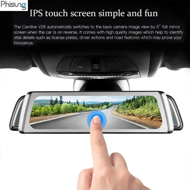 Phisung G900 9.35in FHD 1080P двойной объектив Автомобильный видеорегистратор Автомобильная