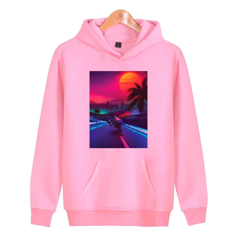 Новинка осени retrowave розовые толстовки мужская мода 2019 мужской спортивный костюм