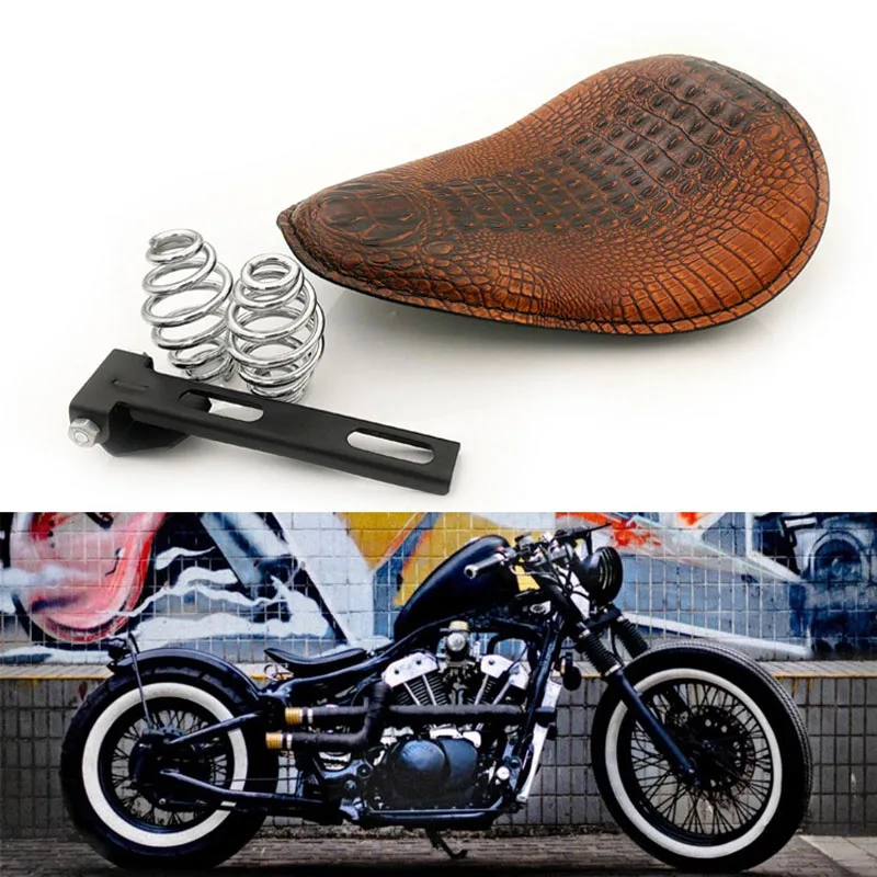 Мотоциклетное сиденье крокодил зерно соло с пружиной для Harley Chopper Bobber Custom Sportster Dyna
