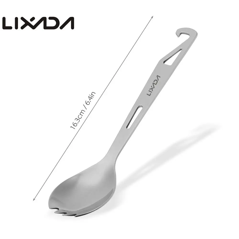 Вилка спора Lixada из нержавеющей стали с длинной ручкой и открывалкой для