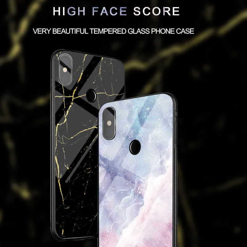 Marble Space Star Tempered Glass Case For Xiaomi Mi Max 2 3 Soft TPU Edge Xiomi 5S Plus Phone Cases for Redmi 5 S2 Cover |