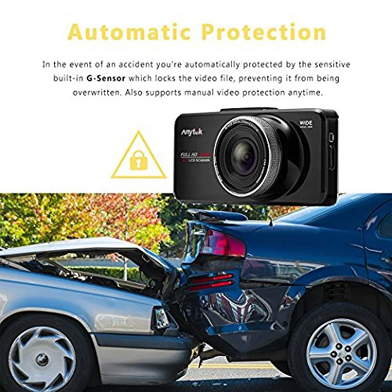 Anytek AT66A full HD Novatek 96650 Автомобильная камера DVR рекордер черный ящик 170 градусов супер
