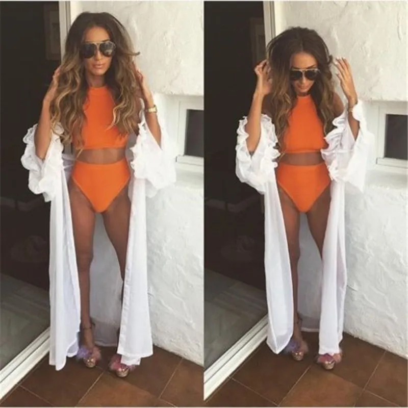 Женское бикини летнее пляжное платье кимоно кардиган кружевное Прозрачное