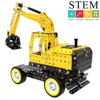 502pcs excavator shape diy stainless steel metal building block kit steam stem toys stacking blocks for kids boys sw 007