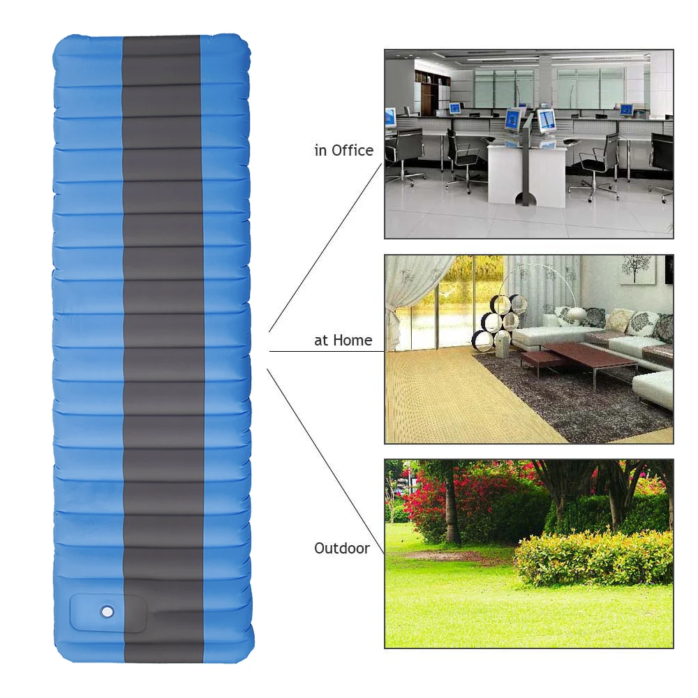 

Outdoor Camping Mat Air Sleeping Pad Inflating Ground Pad Mat Mattress Backpacking Hiking Traveling with Built-in Foot Pump