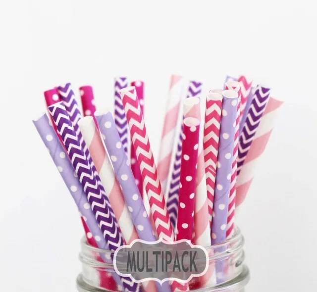 25pcs/lot Paper Straws For Kids Birthday Wedding Decoration Event Party Christmas Supplies Creative Mixed Colors Free Shipping | Дом и сад