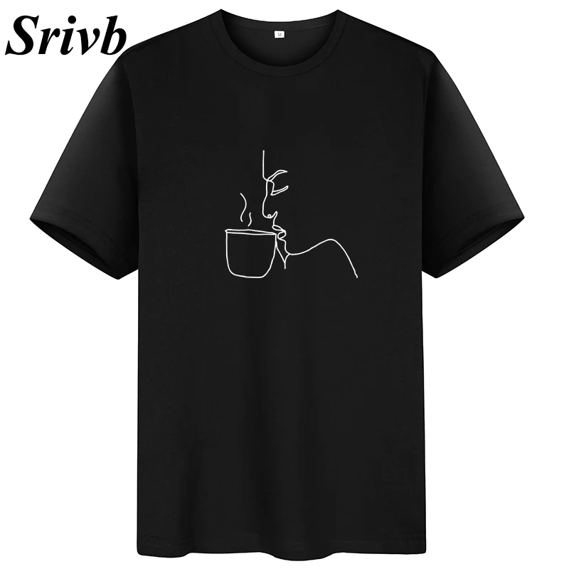 Женская футболка с принтом Srivb Face Coffee свободная о-вырезом лето 2019 | одежда