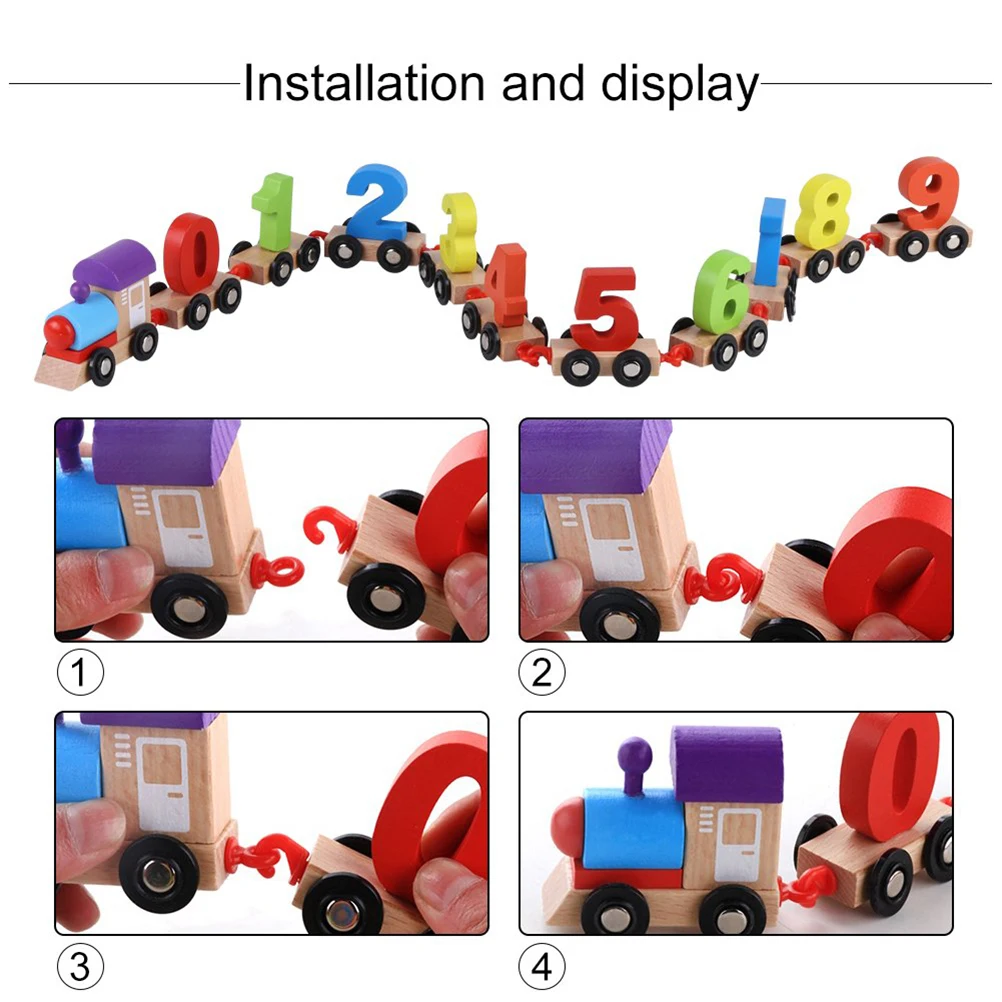 Деревянный поезд с цифрами, Дошкольная игрушка Монтессори, Ранние обучающие игрушки для детей, малышей, подарки на день рождения, Прямая пос...