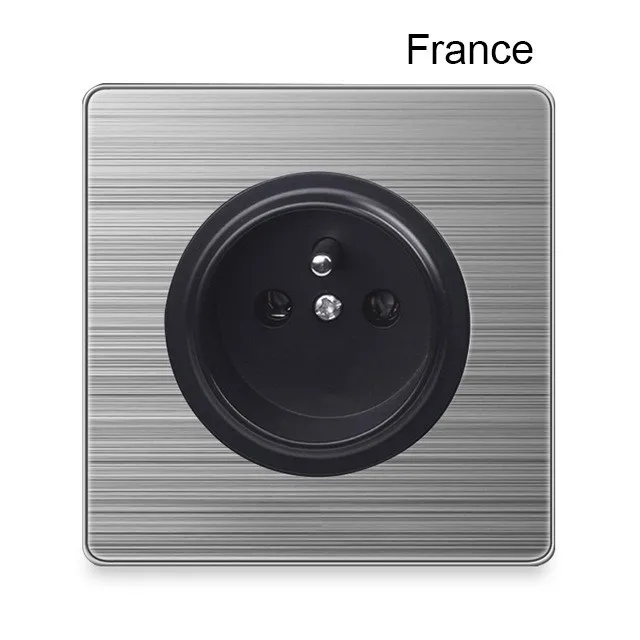 

86 type France Socket 1 2 3 Gang 1 2 Way home switch Press button with led brushed stainless steel switch Germany UK US socket