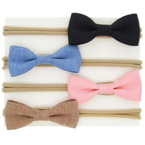 Банты для волос маленьких девочек однотонные повязки на голову с большим бантом 4