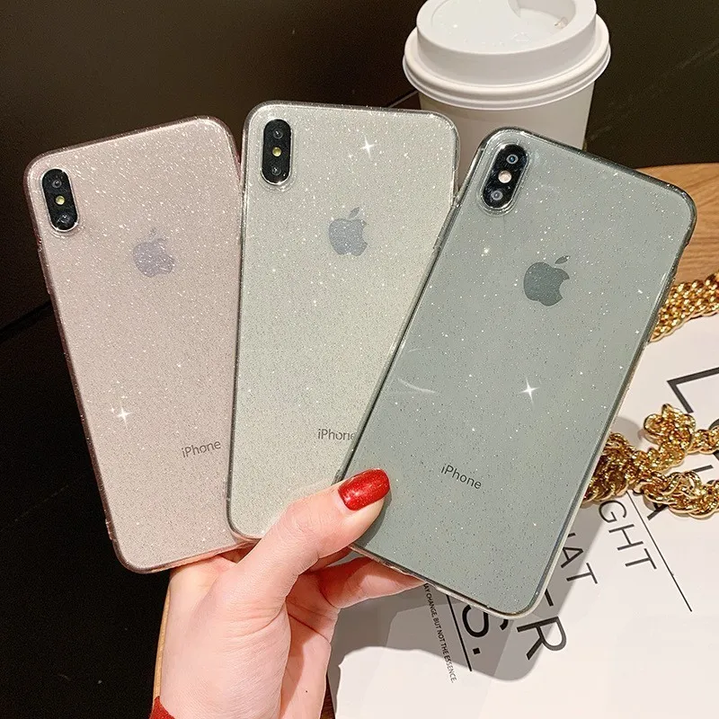 Phone Cover for iPhone 6 6s 7 8 Plus X XR XS Max Shiny Glitter Design Seamless Fit Soft Case Shockproof Girl |