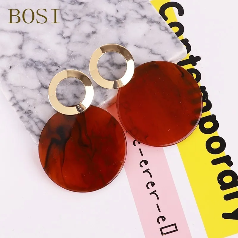 2019 Earrings Acrylic Fashion For Women Boho Acetate Round earrings metal Drop Earings Dangle Face Big Bohemian Jewellery cc | Украшения и