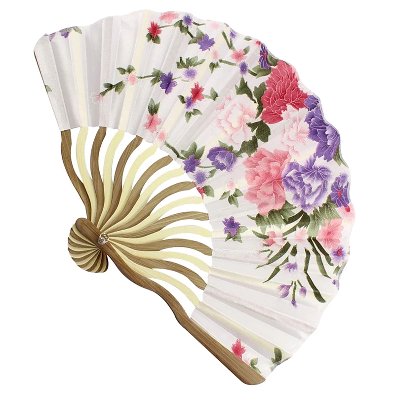 Бамбуковый цветочный принт в японском стиле складной ручной вентилятор