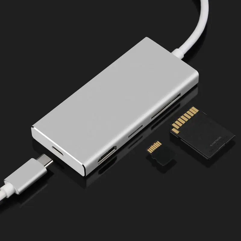 7 в 1 Usb C концентратор адаптер с 3 портами 0/Hdmi выход/Type зарядный порт/Sd/Micro Sd